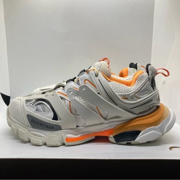 Balenciaga White Orange Womens 8 Layered Track Sneaker shoes - Picture 1 of 10